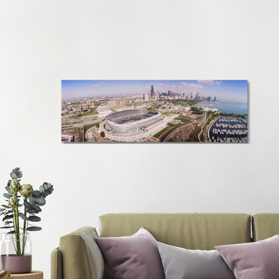 Aerial View of a Stadium, Soldier Field, Chicago, Illinois, USA #2 1 Piece Wrapped Canvas Panoramic Wall Art