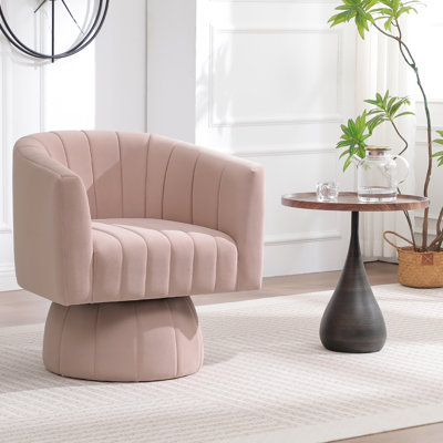 28'' Wide Velvet Modern Upholstered Swivel Barrel Chair
