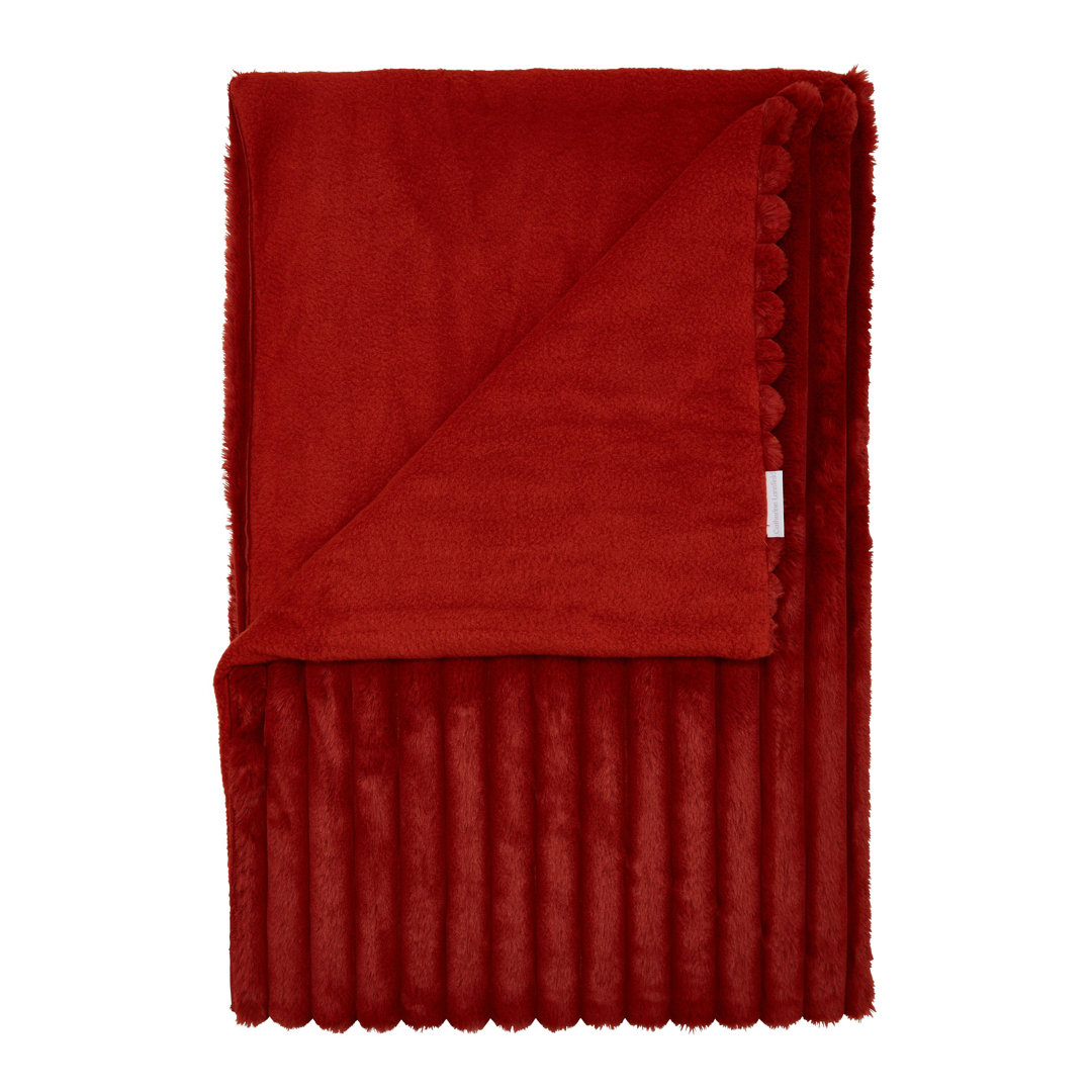 Cosy Ribbed Faux Fur Blanket Throw