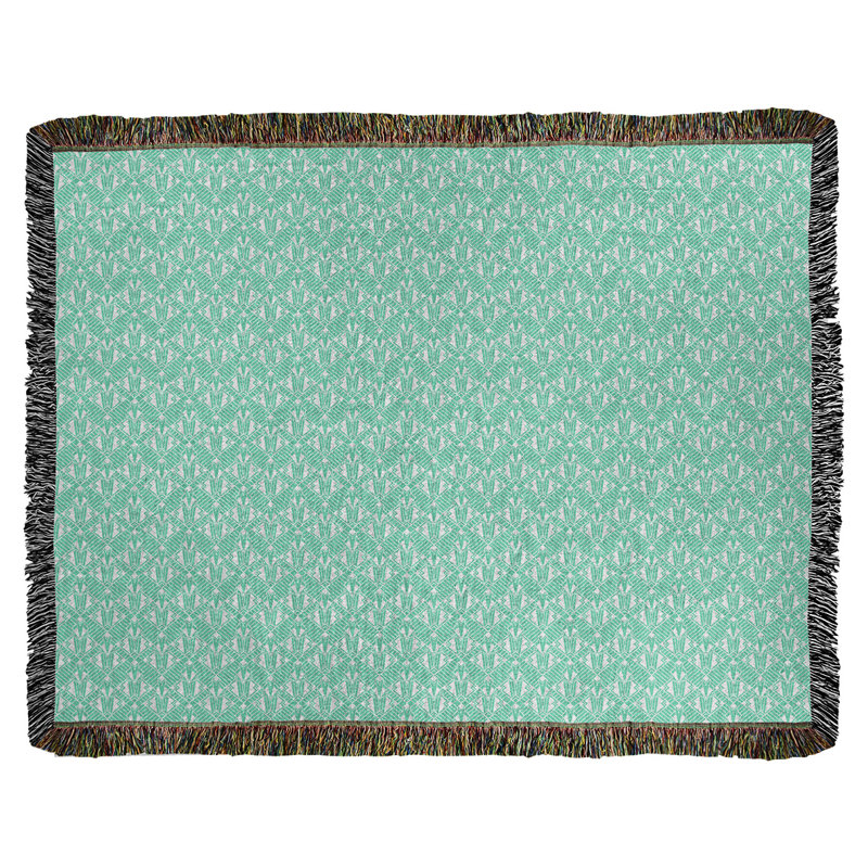 Couverture en coton tissé Katelyn Elizabeth, l 37 po x L 52 po, Vert clair