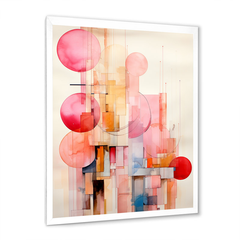 Serendipity, circulaire, géométrie minimaliste - art mural moderne sur toile géométrique, Cadre simple blanc
