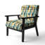 Chaise à accoudoirs rembourrée en velours jaune chic à motif vichy chic