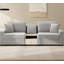 Canapé modulaire en chenille 95,7 po avec accoudoirs de rangement et console centrale-128895608