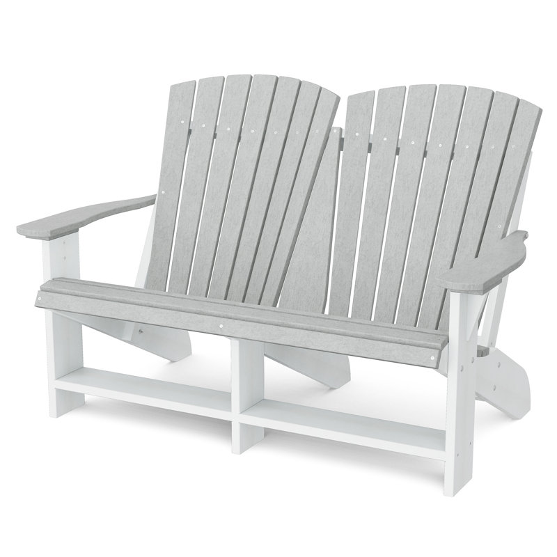 Chaise Adirondack double Heritage, Gris clair / blanc
