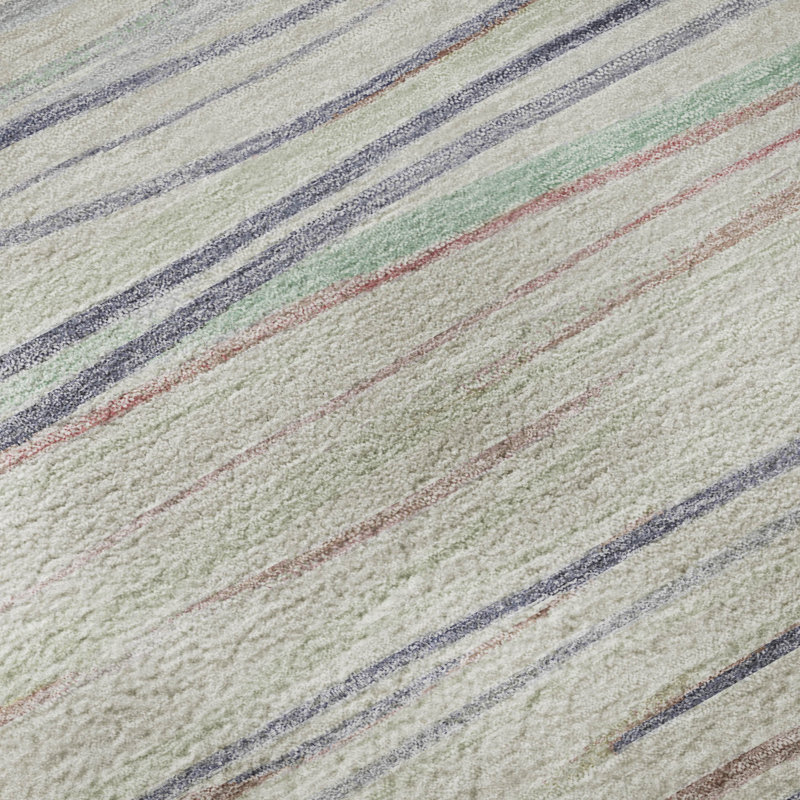 Premium Machine Washable Harjo AMF1603 Stripes Rug, Rectangle 9' x 12'