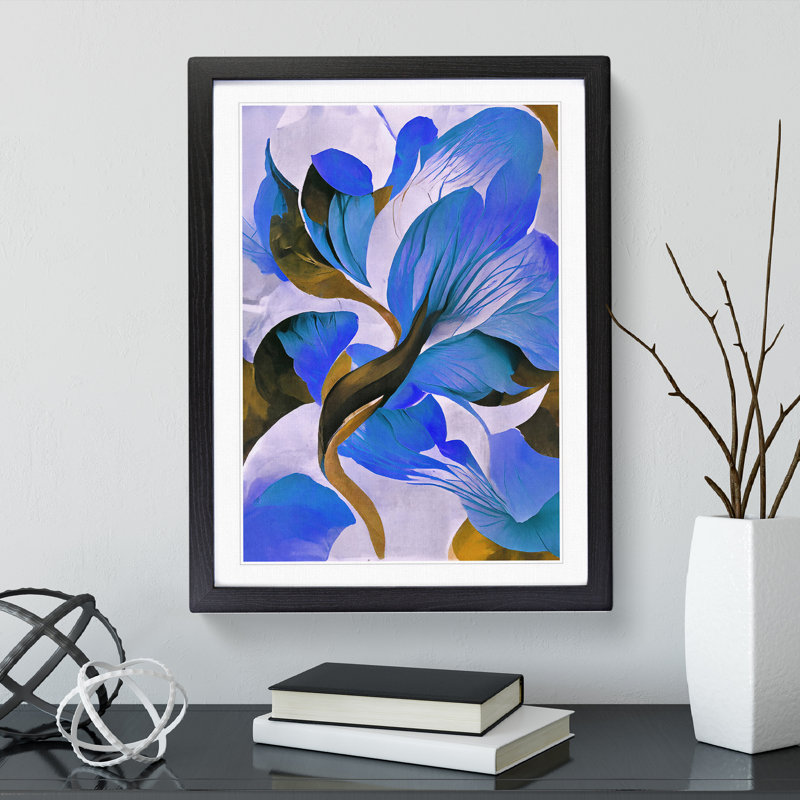 Flower - Single Picture Frame Print, 64cm H x 46cm W x 2cm D, Black