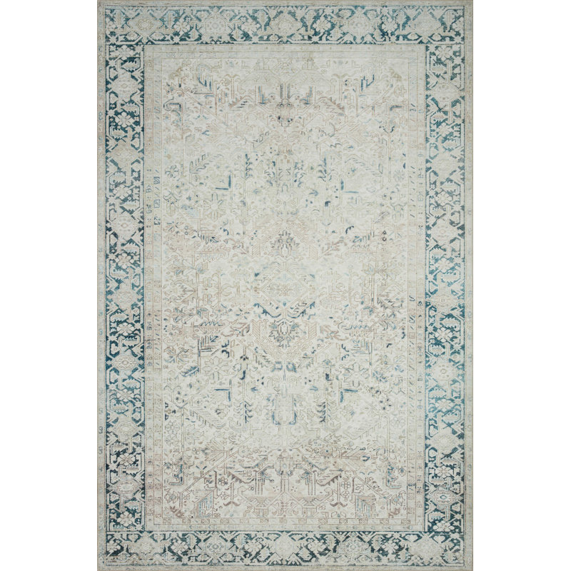 Magnolia Home by Joanna Gaines x Loloi Lenna Natural / Denim Area Rug, Runner 2'6" x 12'