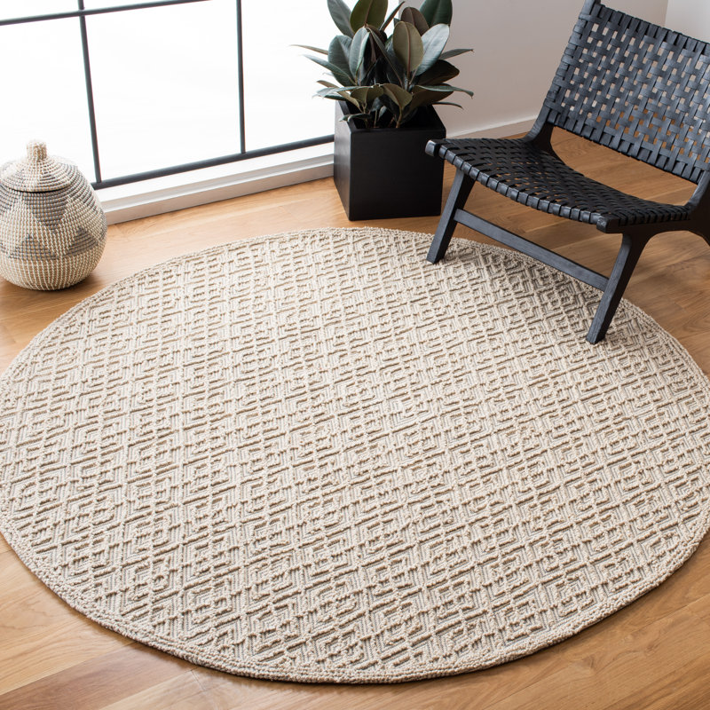 Tapis géométrique performance touffeté à la main MSR Trace Martha Stewart, Rond 6 pi