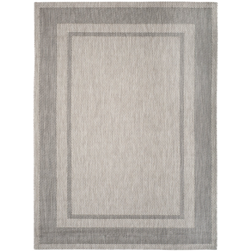 Reid Performance Solid Color Indoor/Outdoor Area Rug, Rectangle 4' x 5'7", Beige/Black