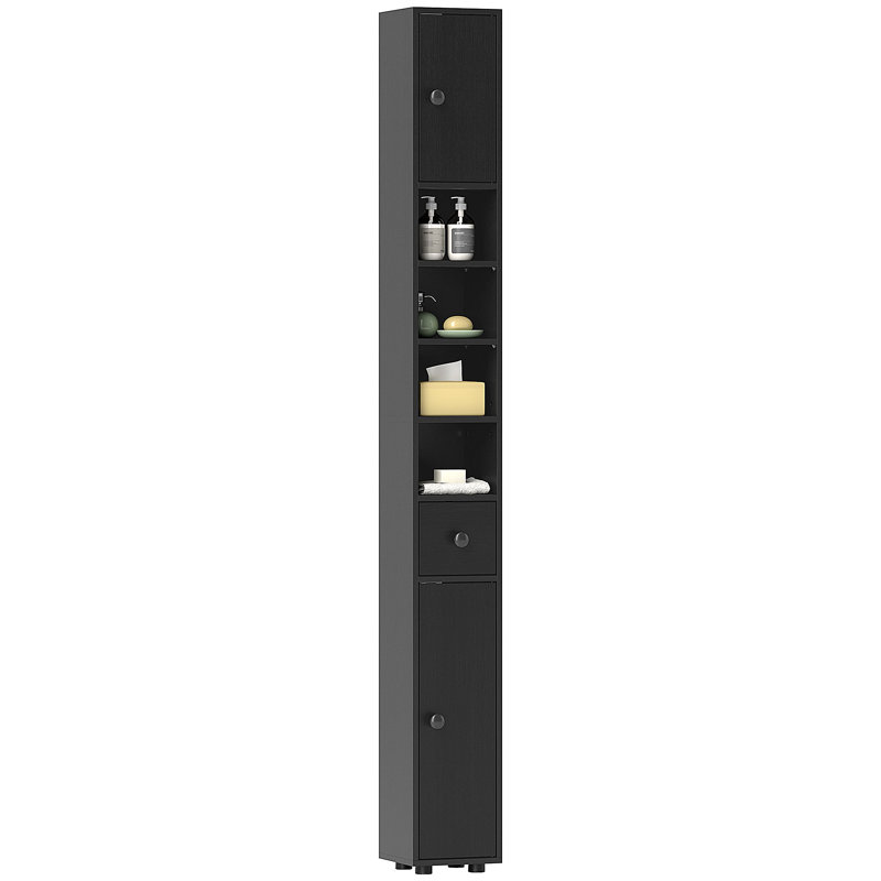 Bathroom Storage Cabinet w/ Shelves, Toilet Paper Cabinet, Black, Black
