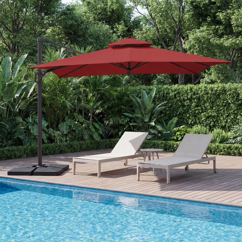 Parasol en porte-à-faux Pulk, Rouge, L 120 po x P 120 po