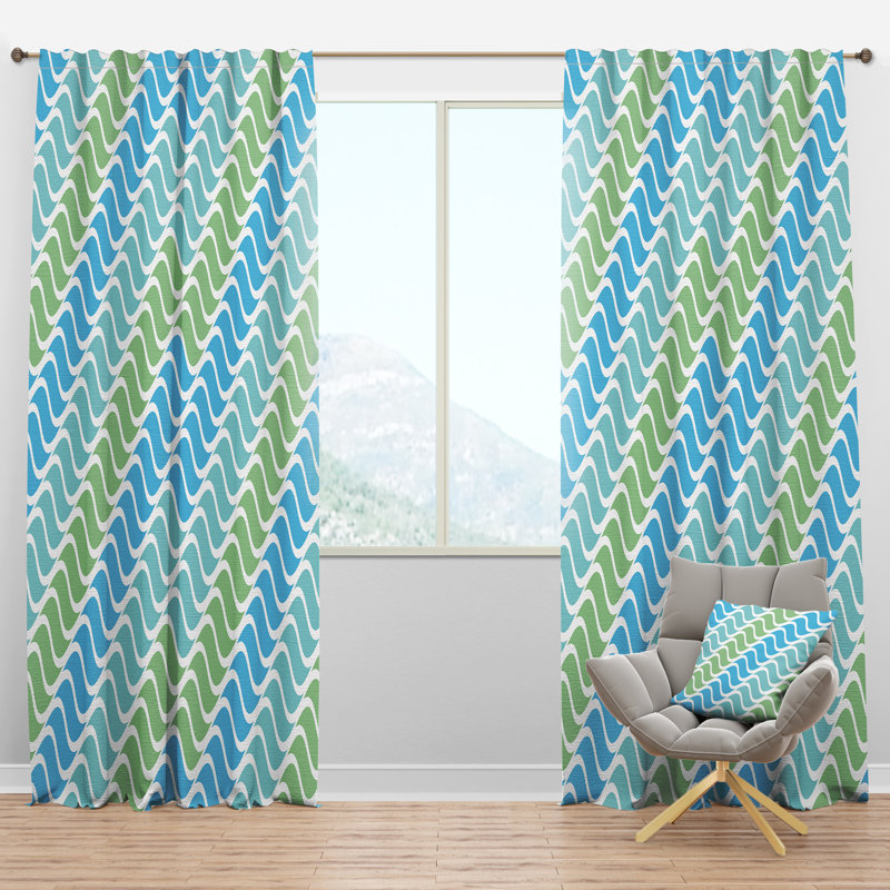 Panneau de rideau simple semi-diaphane avec passe-tringle Mid-Century, l 52 po x L 63 po