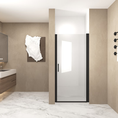 Bifold Shower Door, 1/4"(6Mm) Tempered Glass, Matte Black Aluminum Frame, Explosion Proof Film