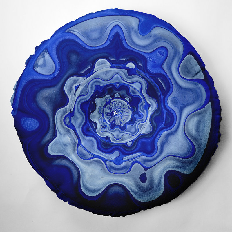 50_Oreiller de sol touffeté bleu et bohémien éclectique, 26 po x 26 po