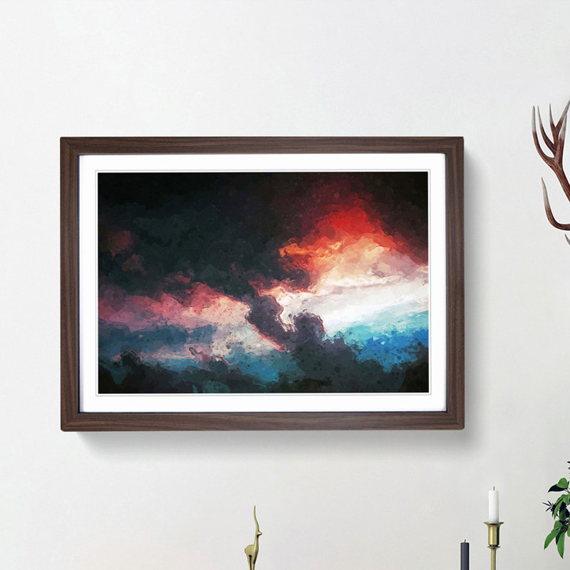 Dancing Sky in Abstract - Picture Frame Graphic Art Print, 27cm H x 36cm W x 2cm D, Walnut Framed