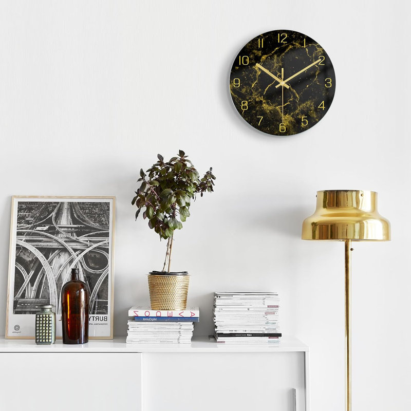 Elbertina Glass Wall Clock, Blue/Black