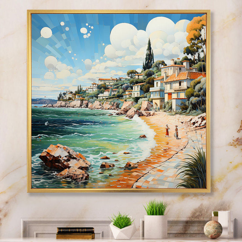 Tahana French Seaside at Antibes V - Reproduction, Cadre doré à une seule photo, H 24 po x l 24 po x P 1 po