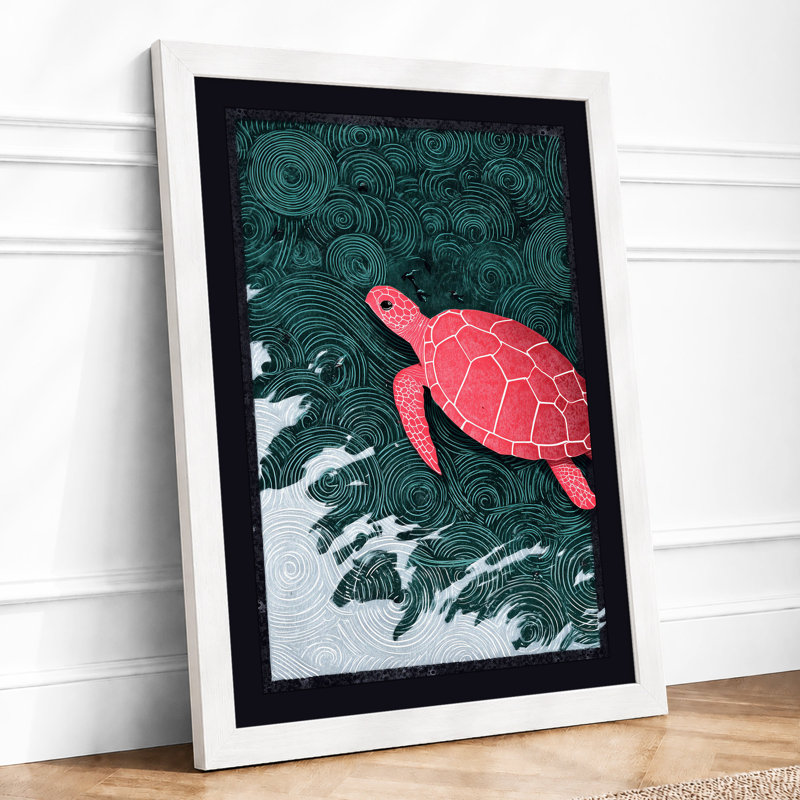 Drifting Turtle Coastal - Print, A2 - 59.4 x 42.0 cm, White