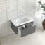Meuble-lavabo mural de 30 po de couleur grise avec lavabo en céramique blanche sans couture, conception flottante élégante, 45 poignées en angle, tiroir à fermeture en douceur, finition usée, espace de rangement spacieux, style européen intégré-2098778298