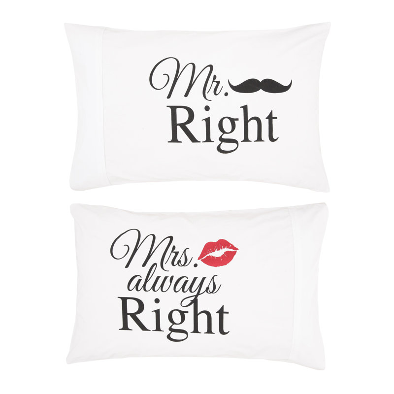 Dolories Mr & Mrs Right Pillowcase Set