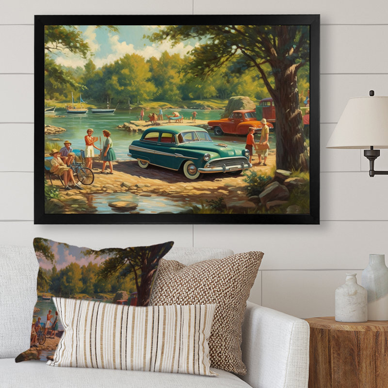 Rohena Flashback To Summer Holiday By The Lake III sur toile, H 12 po x l 20 po x P 1 po, Cadre photo noir