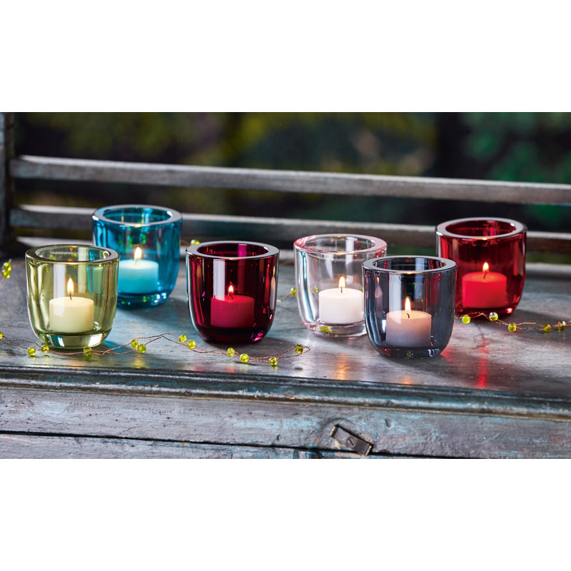 Porte-bougie en verre classique Ebern Designs, Rosé