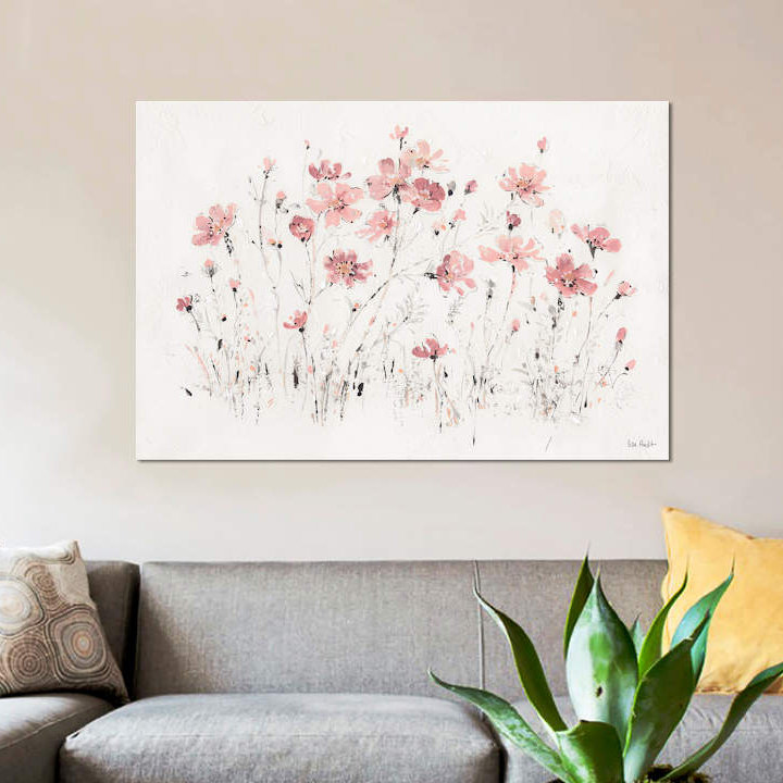 « wildflowers rose i », impression sur toile, H 26 po x l 40 po x P 1,5 po, Toile tendue, Pas de tapis