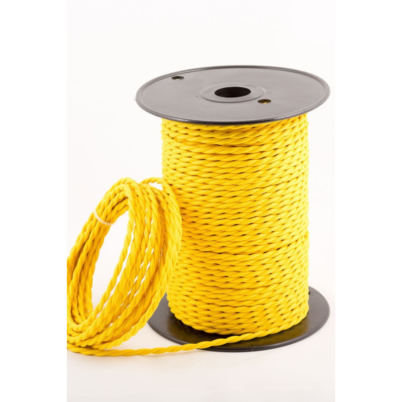 Harber 2Core Twisted Vintage Coloured 0.75Mm Braided Fabric Flexible Electrical UK Lighting Wire Cable, Yellow