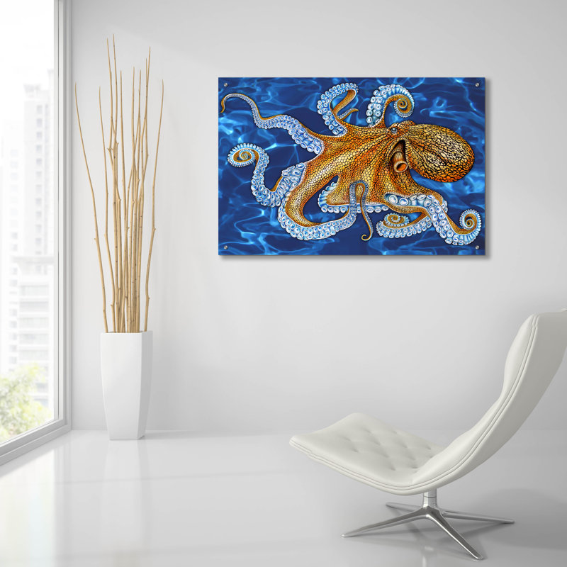  «Octopus» par Tim Jeffs, art mural en verre acrylique, H 24 po x l 36 po