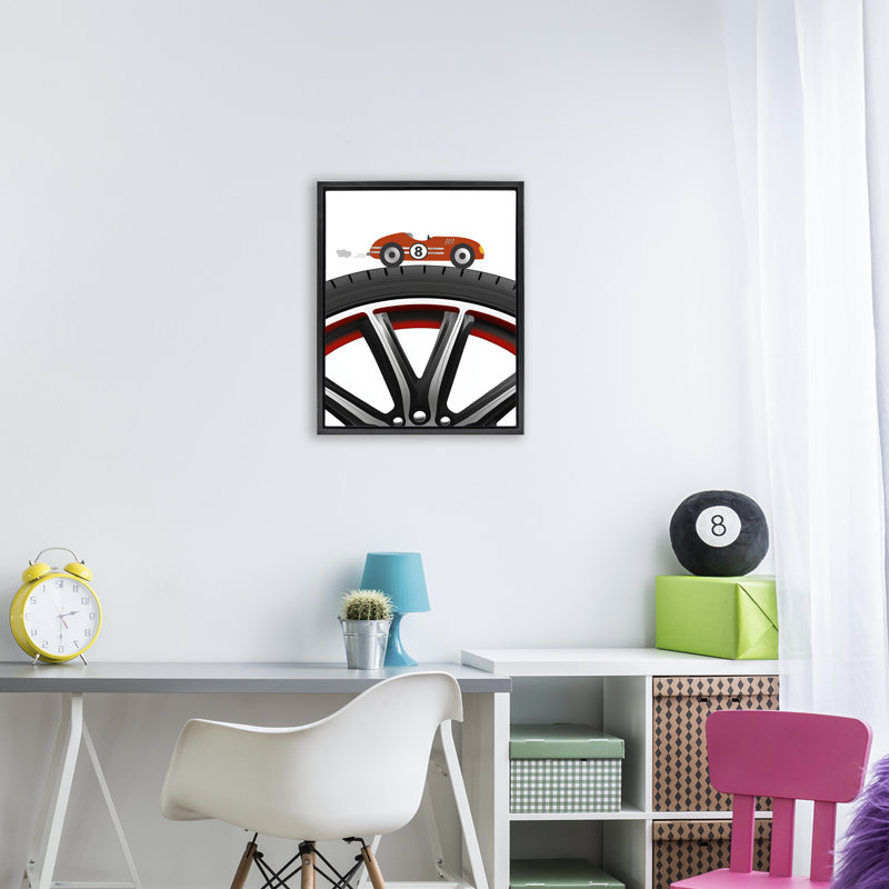 Cadre flottant Sport Fast Lane Racecar, design par Christine Simpson Art, H 21 po x l 17 po, Cadre flottant noir de jais