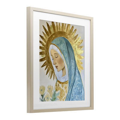 Sainte Marie en doré encadré sous verre, design par Franklyn Gregory