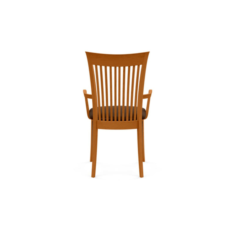 Sarah Upholstered Arm Chair, Natural Cherry, Coffee Leather