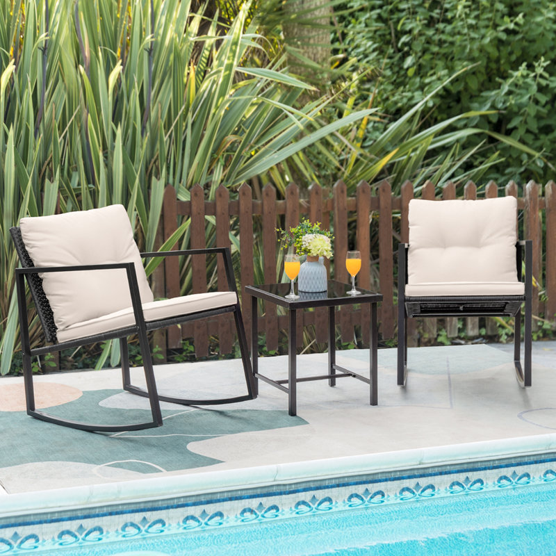 Beauman Metal 2 - Person Rocking Seating Group with Cushions, White