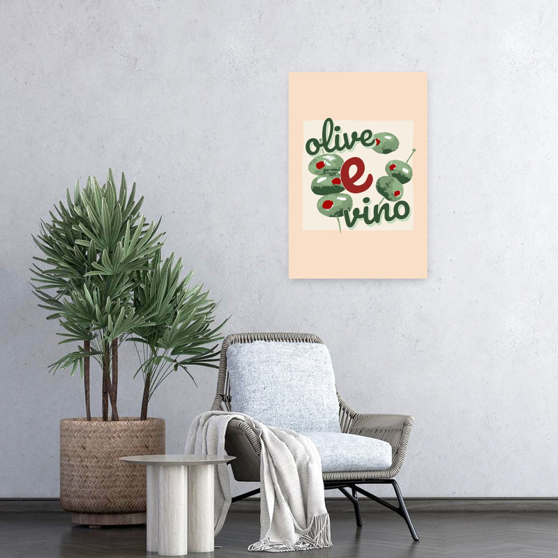 Olive E Vino, impression d'art rétro rétro, 24" H x 16" W