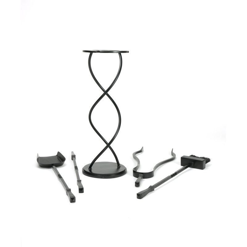 Steel Fireplace Tool Set, Matt Black