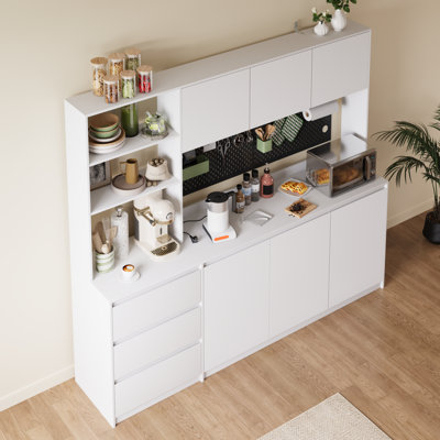 82.7"W Large Kitchen Pantry Storage Cabinet