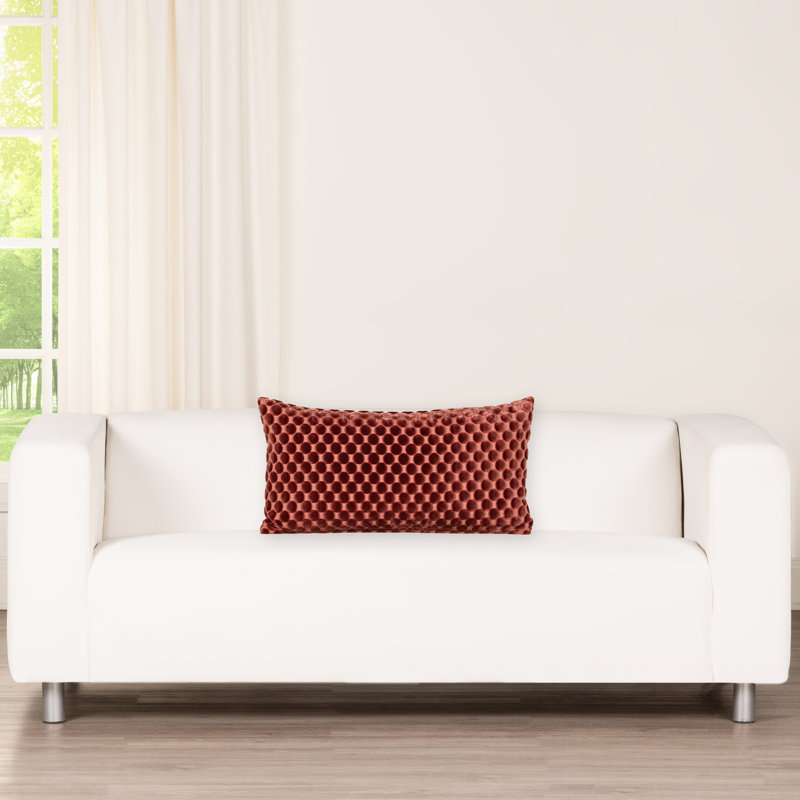 Oreiller en velours Nirvan, Grenat, Polyester, Rectangle H 12 po x l 21 po