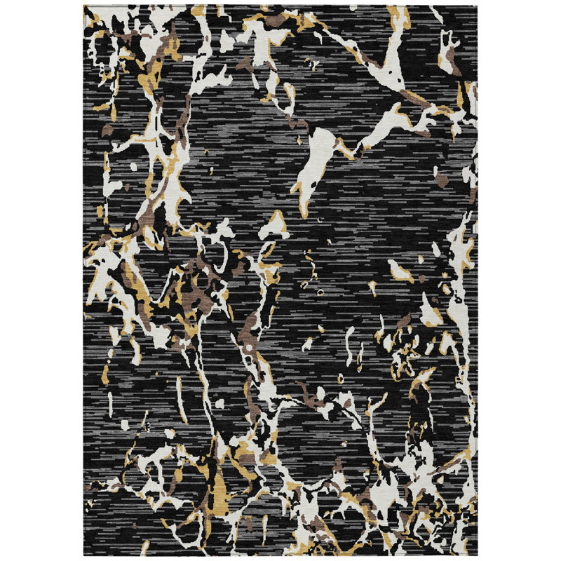 Tapis intérieur lavable rayé noir 9 pi x 12 pi