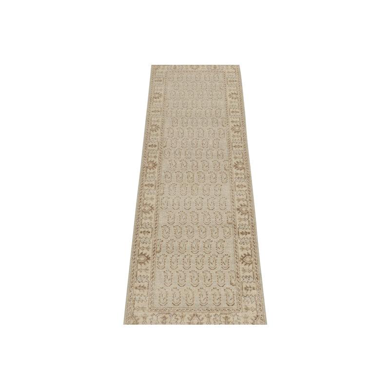One-of-a-Kind Hand-Knotted Runner 3'1" x 9'11" Cotton Area Rug in Ivory/Brown