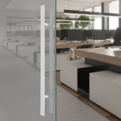 Double Sided Stainless Steel Door Handle, Pair Of Pull Push Sliding Barn Door Handles, Commercial H Shape Door Pull Handle(35.24*1.6*5.9N)