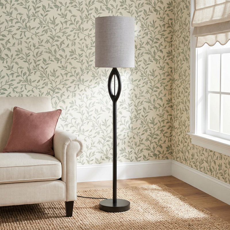 Lampe sur pied 61 po Kyas, Noir, Beige