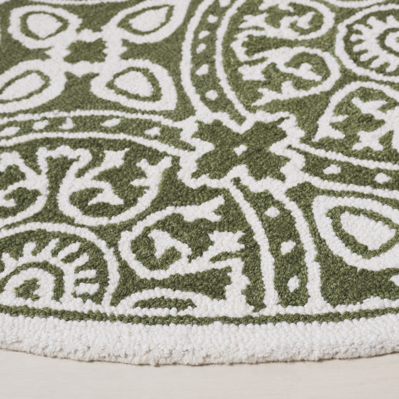 Tapis Metro256 vert / ivoire, Rond 6 pi