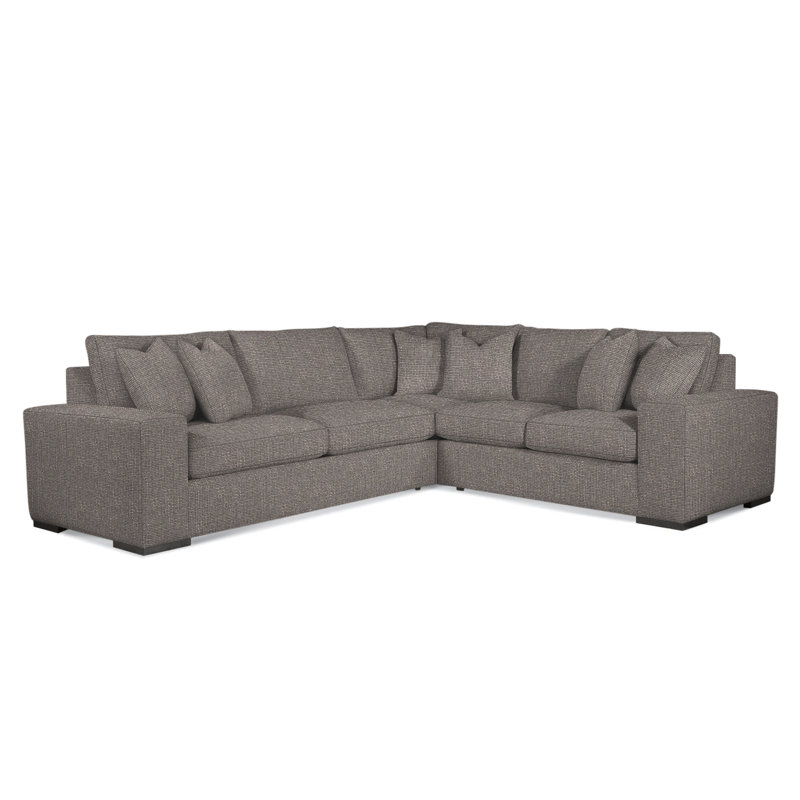 Memphis Sectional, Frost White, Right Hand Facing, Brown Geometric, 0456-33