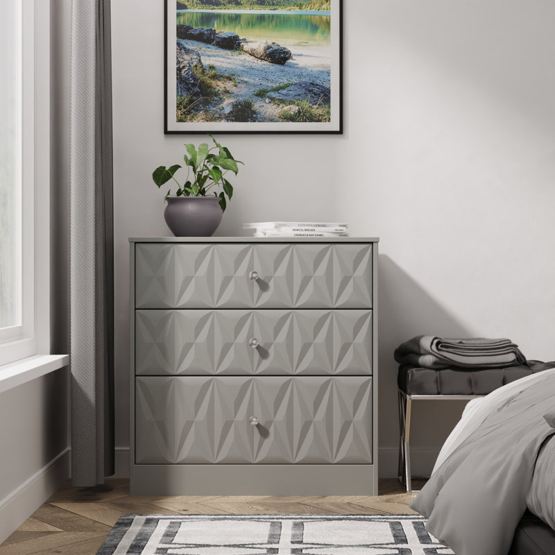 77cm W 3 - Drawer Chest of Drawers, Grey