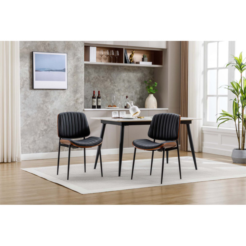 Ensemble de 2 chaises de salle à manger en similicuir rétro Mid-Century