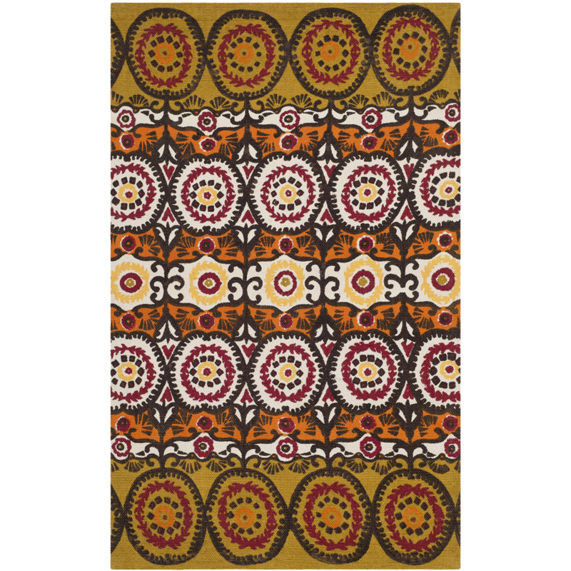 Tapis bourgogne en coton Allison Ikat, Rectangle 2 pi 3 po x 3 pi 9 po