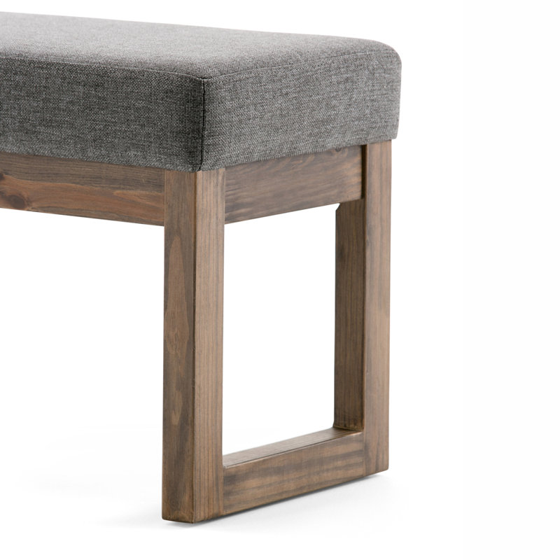Milltown Gray Linen Upholstered Rectangular Footstool Bench