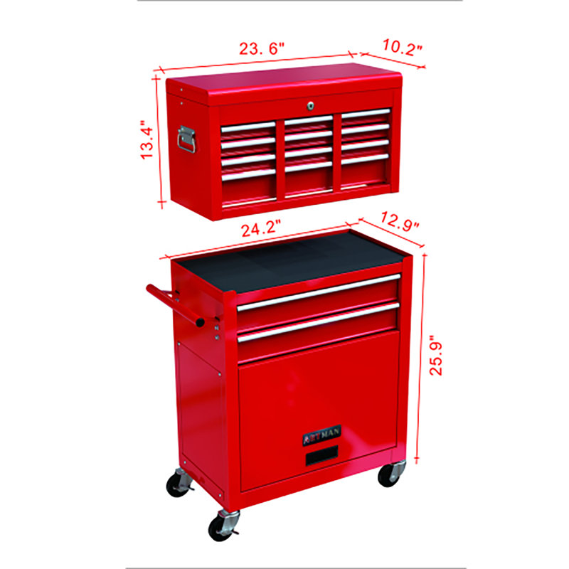 Boîte à outils roulante 24,2 po, Rouge