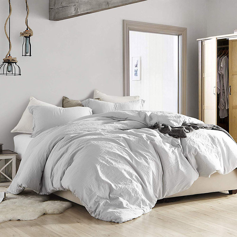 Down Alternative Ultra Cozy Comforter and Duvet Cover Set, King Comforter + 2 Shams, Farmhouse White
