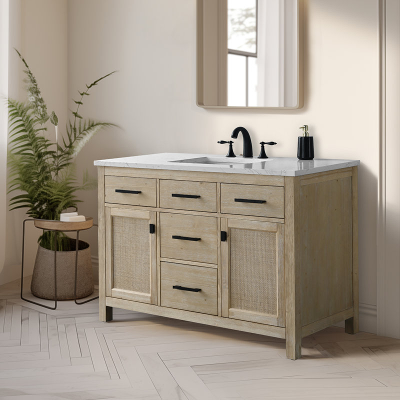 Marquist 48" Single Bathroom Vanity With Stone Top,  Fir Essence Light